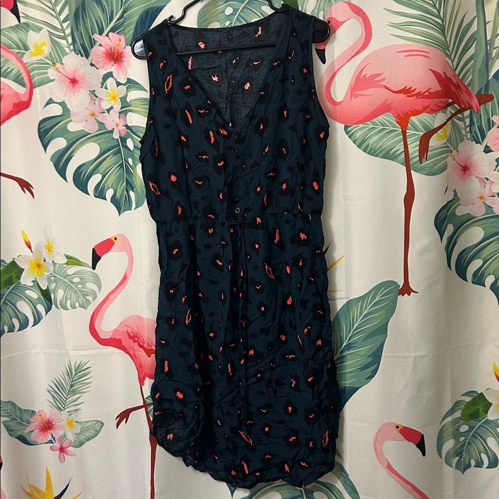 SHEIN Black and Red Patterned Midi Dress